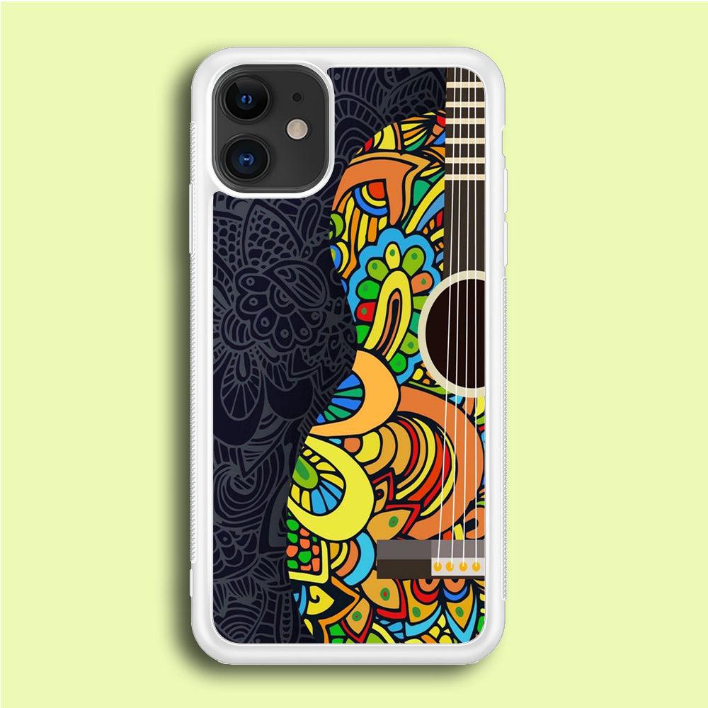 Music Guitar Art 001 iPhone 12 Case-Rubber / White (2D Case)-Xtracase