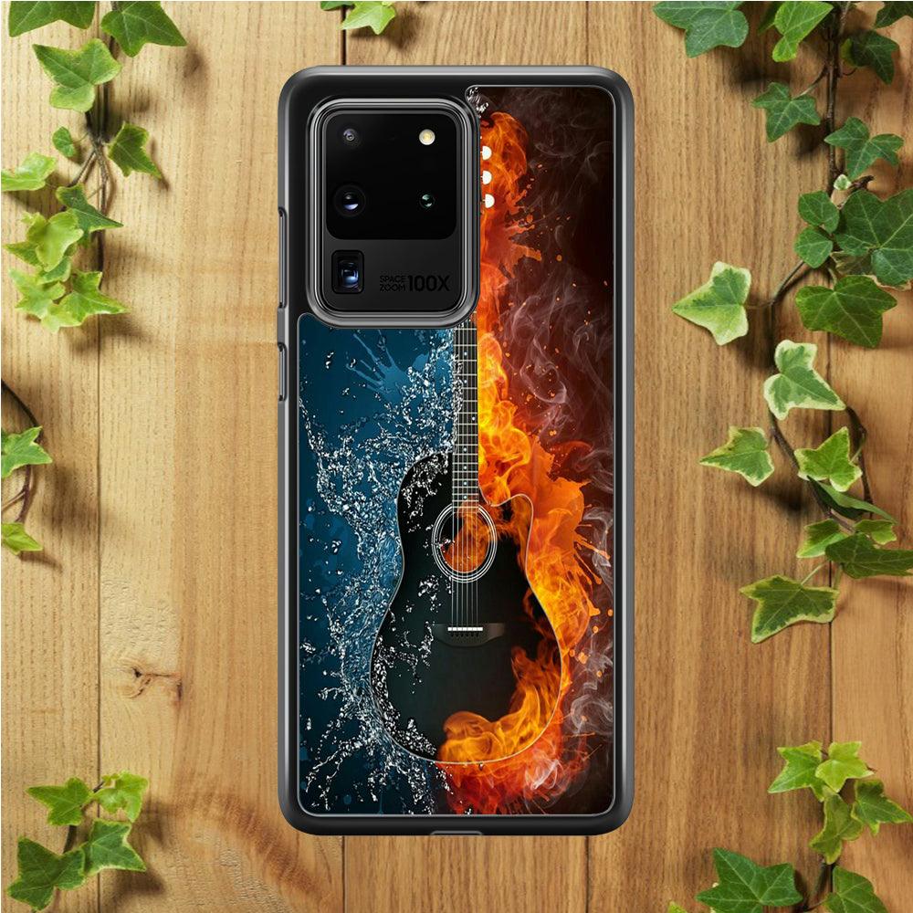 Music Guitar Art 002 Samsung Galaxy S20 Ultra Case-Rubber / Black (2D Case)-Xtracase