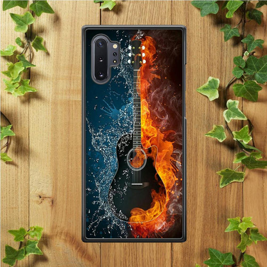 Music Guitar Art 002 Samsung Galaxy Note 10 Plus Case-Rubber / White (2D Case)-Xtracase