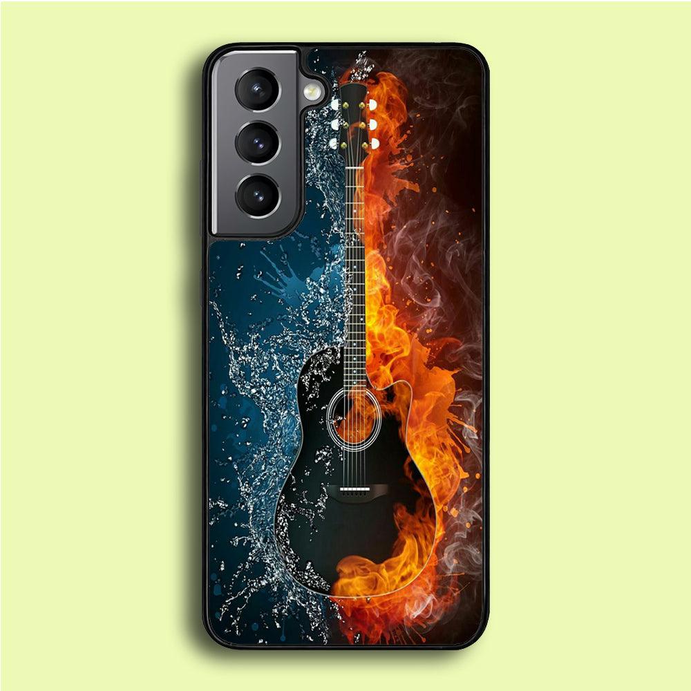 Music Guitar Art 002 Samsung Galaxy S21 Plus Case-Rubber / White (2D Case)-Xtracase