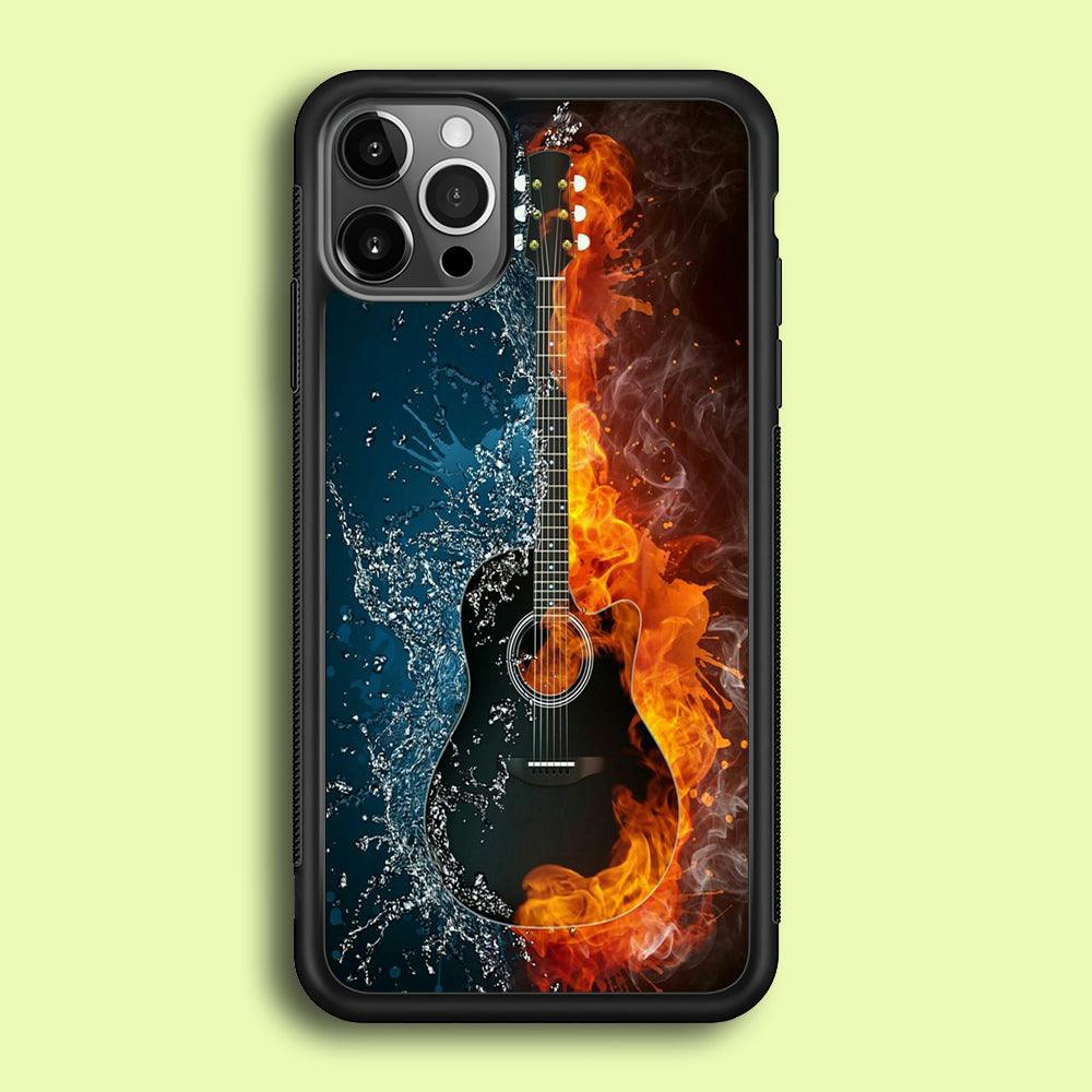 Music Guitar Art 002 iPhone 12 Pro Case-Rubber / Black (2D Case)-Xtracase