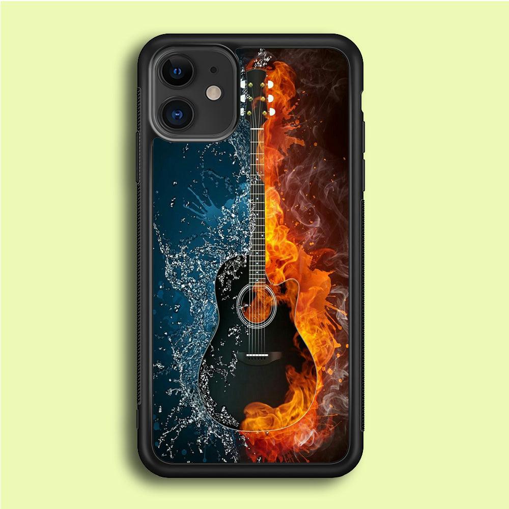 Music Guitar Art 002 iPhone 12 Case-Rubber / Black (2D Case)-Xtracase
