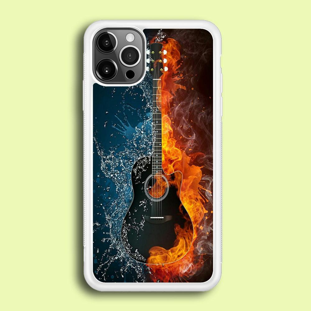 Music Guitar Art 002 iPhone 12 Pro Case-Rubber / White (2D Case)-Xtracase