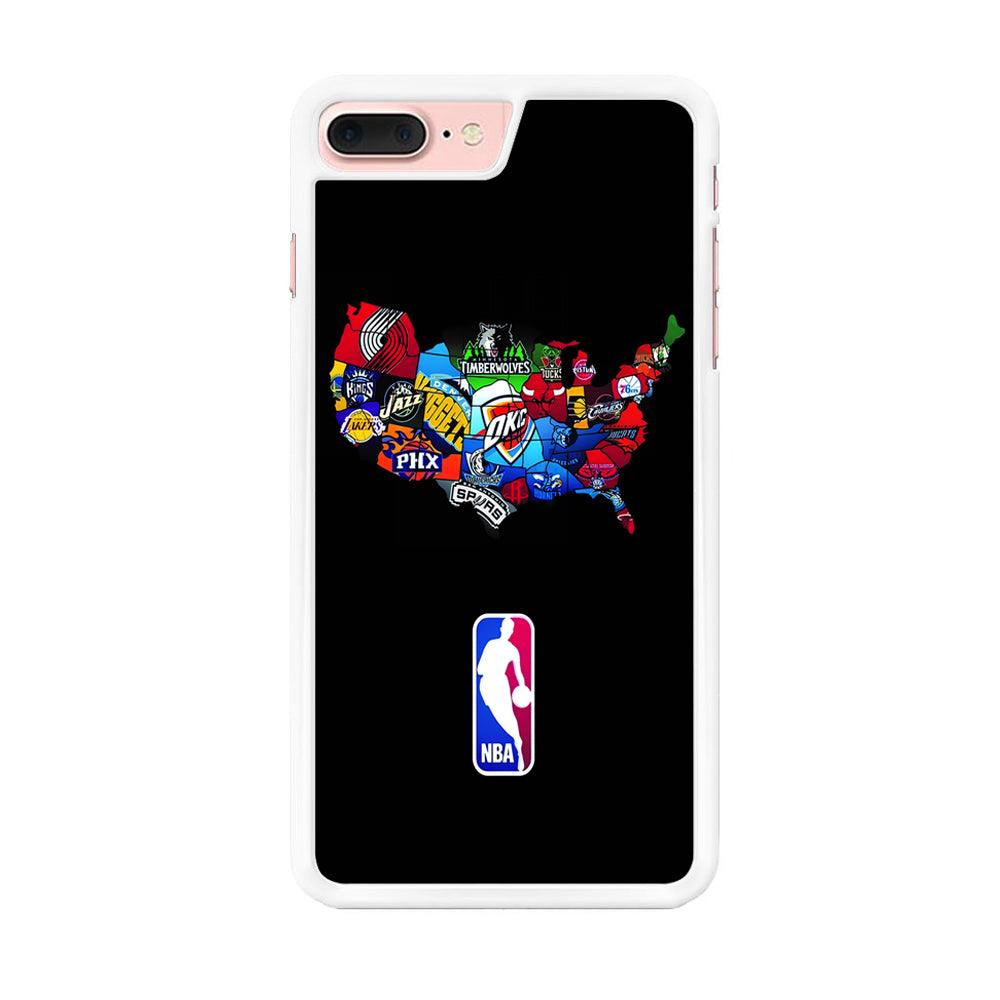 NBA Basketball iPhone 8 Plus Case-Rubber / White (2D Case)-Xtracase