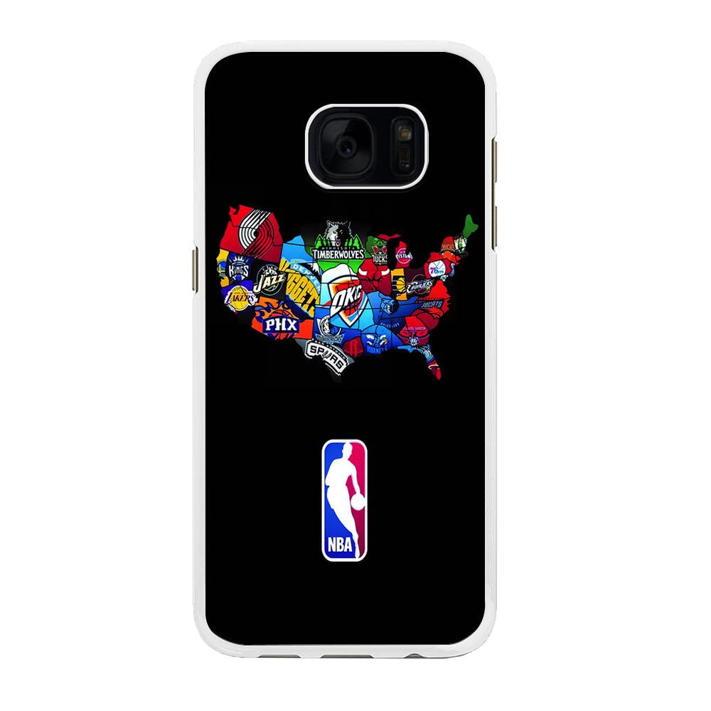 NBA Basketball Samsung Galaxy S7 Edge Case-Rubber / White (2D Case)-Xtracase