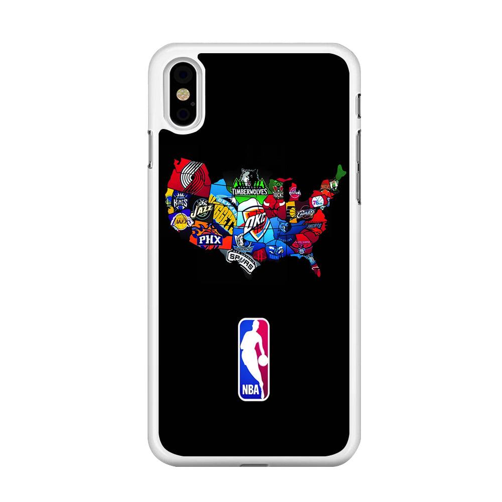 NBA Basketball iPhone X Case-Rubber / White (2D Case)-Xtracase