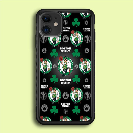 NBA Boston Celtic Basketball 001 iPhone 12 Mini Case-Rubber / Black (2D Case)-Xtracase