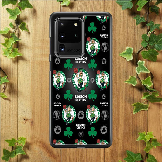 NBA Boston Celtic Basketball 001 Samsung Galaxy S20 Ultra Case-Rubber / Black (2D Case)-Xtracase