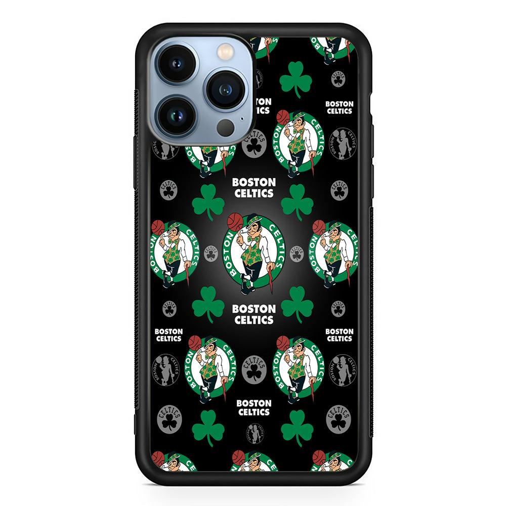 NBA Boston Celtic Basketball 001 iPhone 13 Pro Case-Rubber / Black (2D Case)-Xtracase