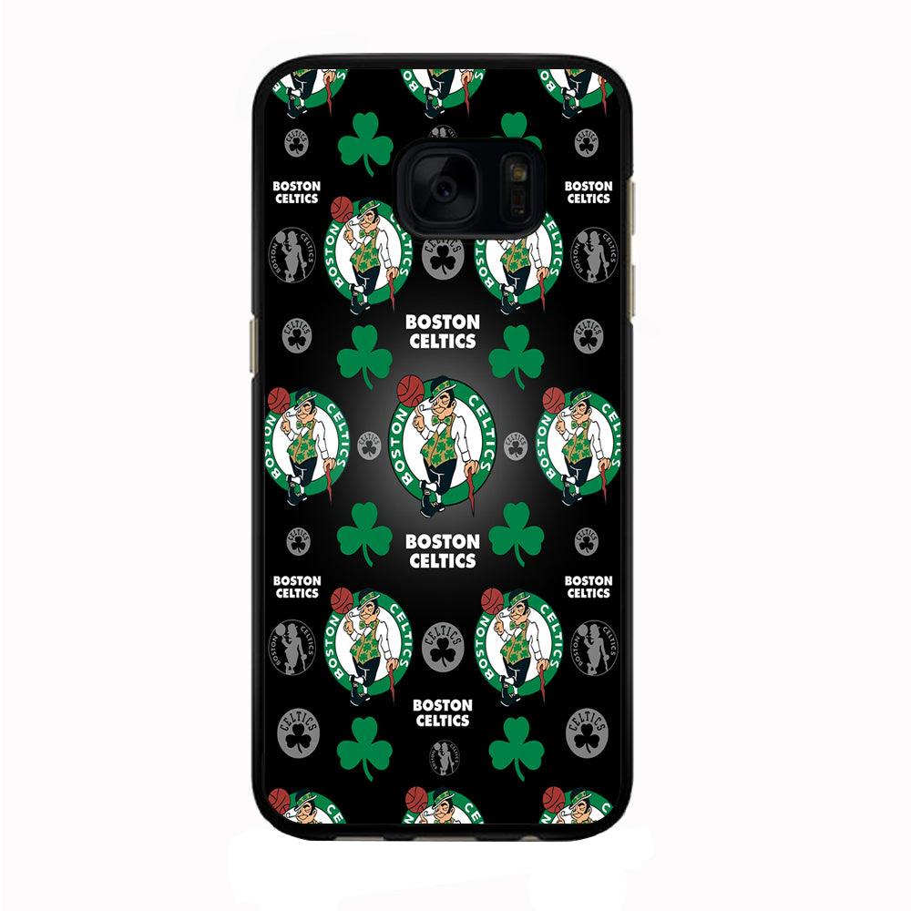 NBA Boston Celtic Basketball 001 Samsung Galaxy S7 Edge Case-Rubber / Black (2D Case)-Xtracase