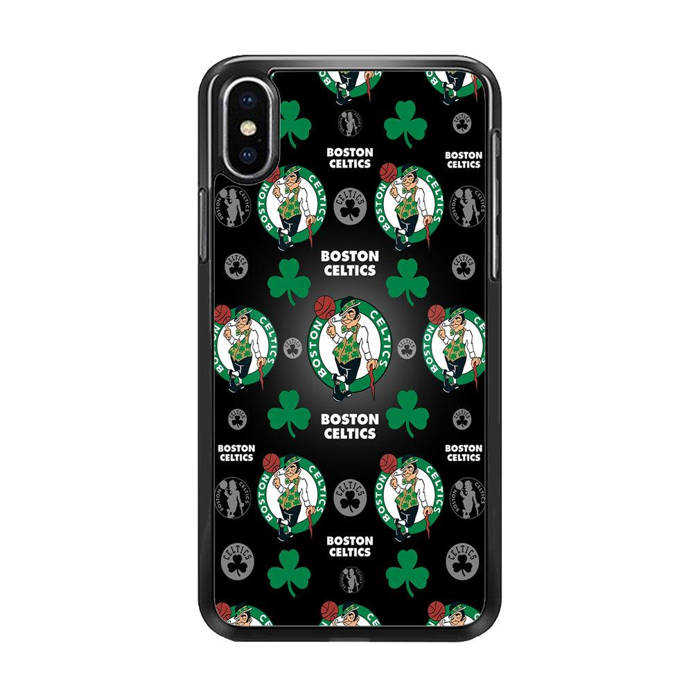 NBA Boston Celtic Basketball 001 iPhone Xs Max Case-Rubber / Black (2D Case)-Xtracase
