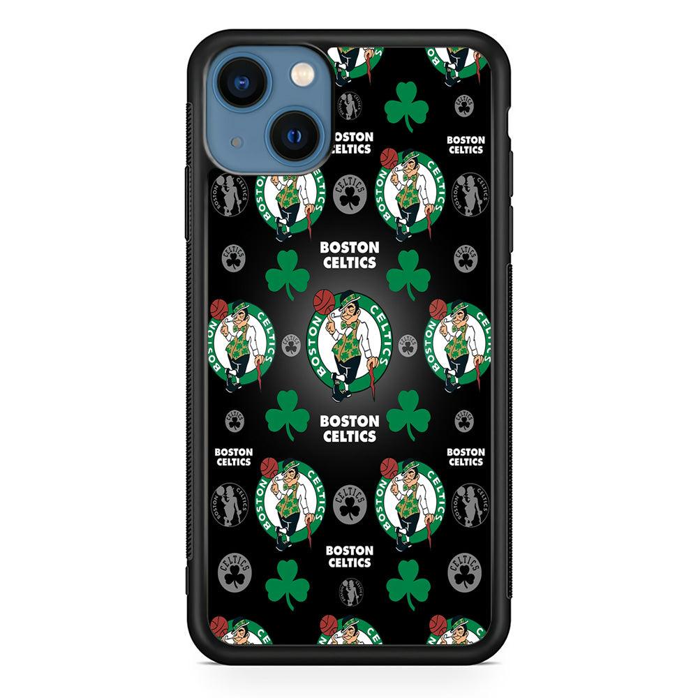NBA Boston Celtic Basketball 001 iPhone 13 Case-Rubber / Black (2D Case)-Xtracase