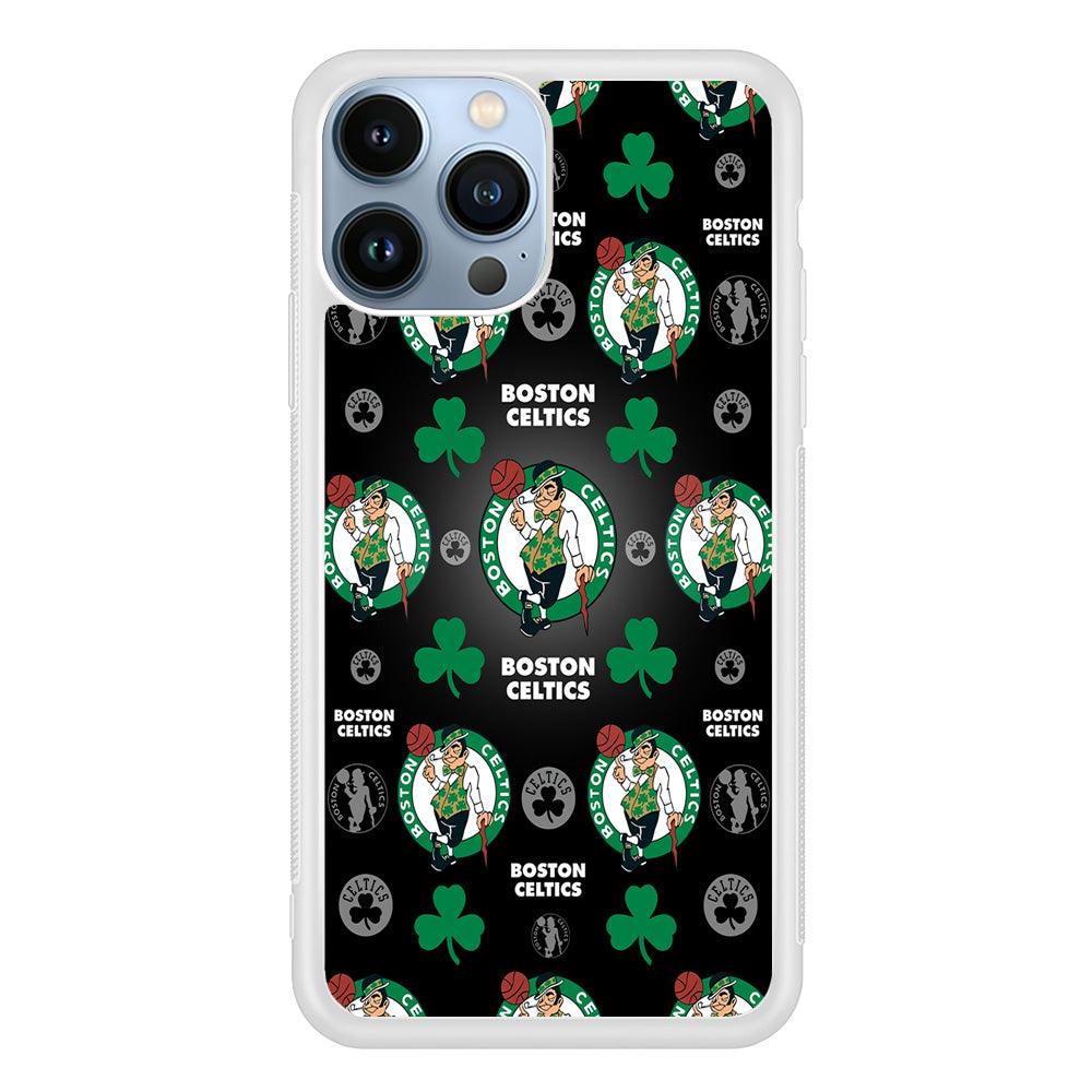 NBA Boston Celtic Basketball 001 iPhone 13 Pro Max Case-Rubber / White (2D Case)-Xtracase