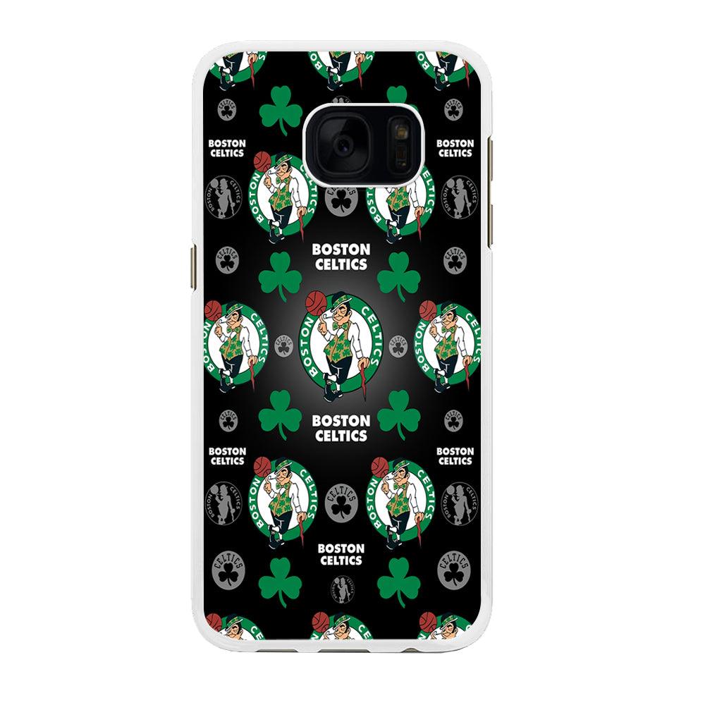NBA Boston Celtic Basketball 001 Samsung Galaxy S7 Edge Case-Rubber / White (2D Case)-Xtracase