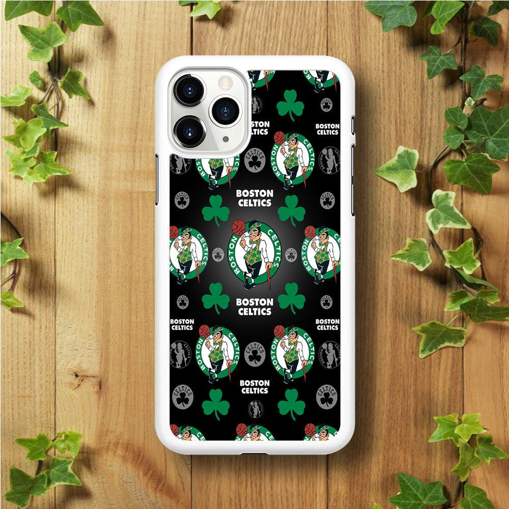 NBA Boston Celtic Basketball 001 iPhone 11 Pro Case-Rubber / White (2D Case)-Xtracase