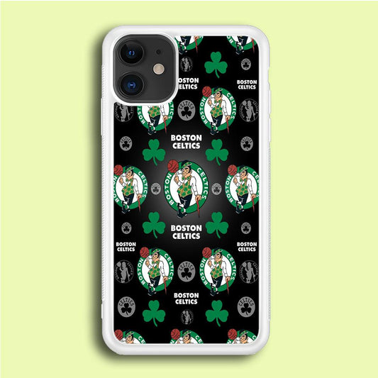 NBA Boston Celtic Basketball 001 iPhone 12 Case-Rubber / White (2D Case)-Xtracase