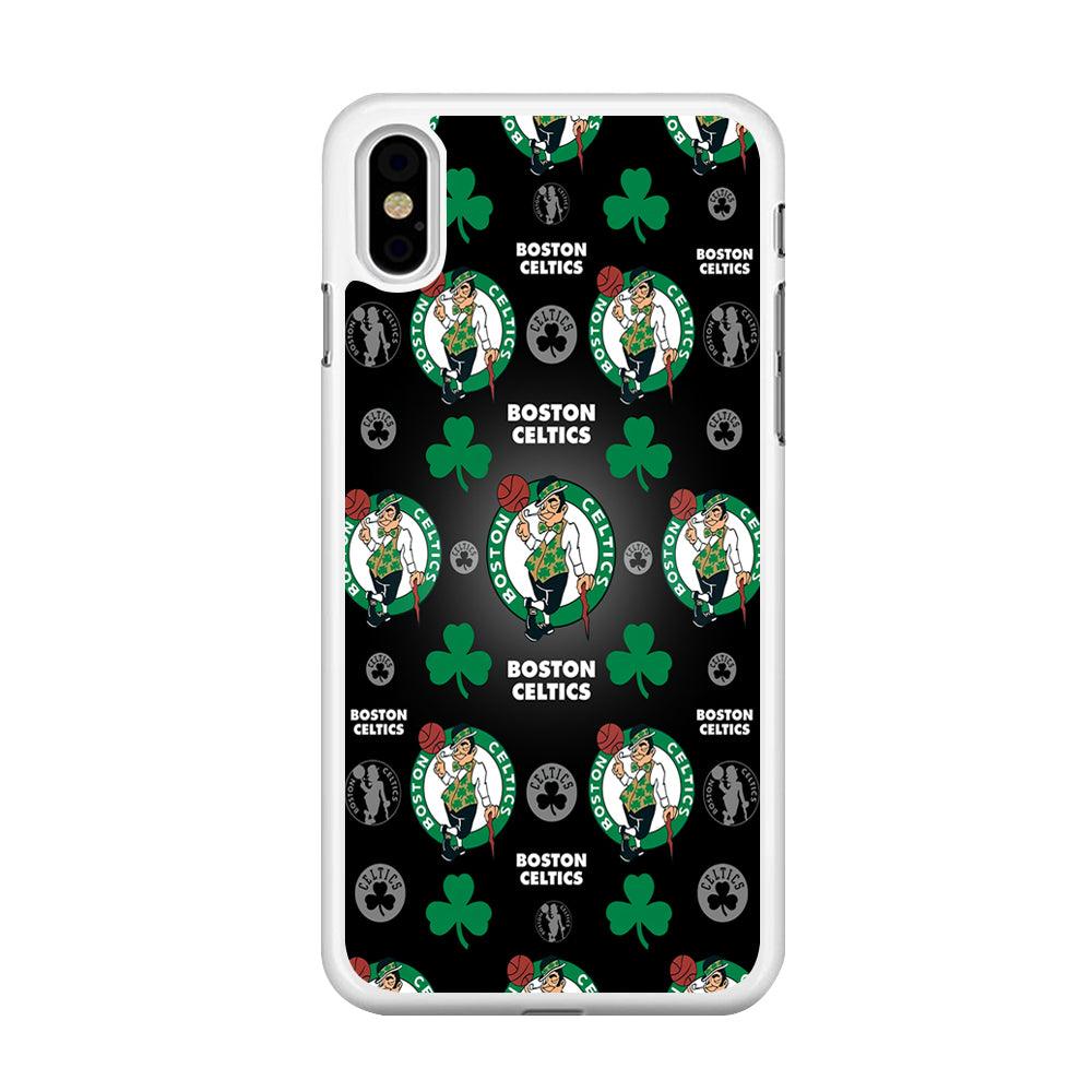 NBA Boston Celtic Basketball 001 iPhone Xs Max Case-Rubber / White (2D Case)-Xtracase