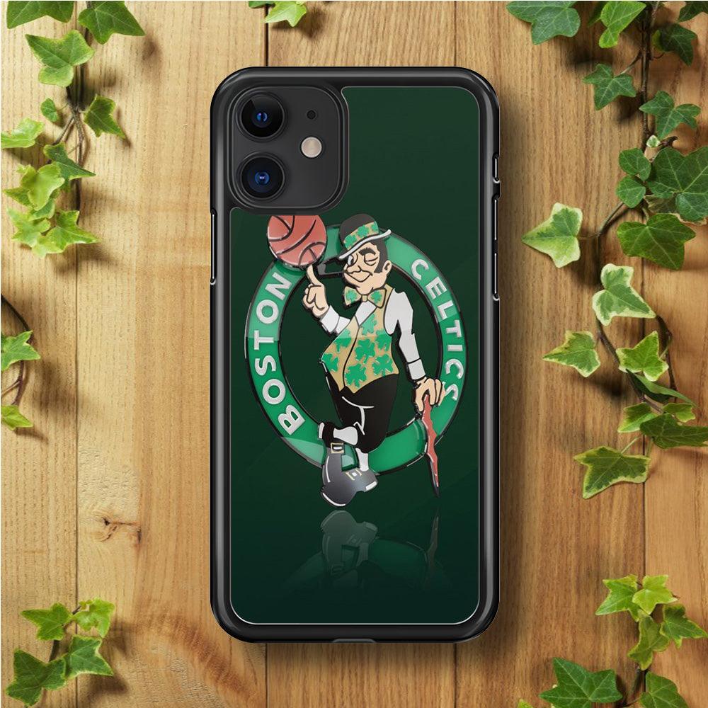 NBA Boston Celtic Basketball 002 iPhone 11 Case-Rubber / Black (2D Case)-Xtracase