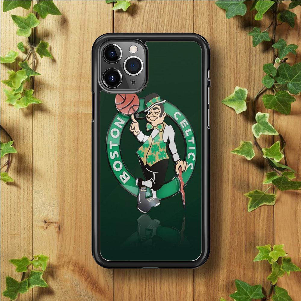 NBA Boston Celtic Basketball 002 iPhone 11 Pro Case-Rubber / Black (2D Case)-Xtracase