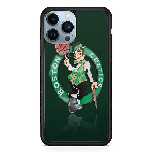 NBA Boston Celtic Basketball 002 iPhone 13 Pro Max Case-Rubber / Black (2D Case)-Xtracase