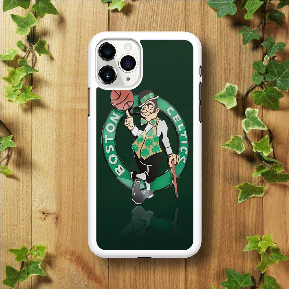 NBA Boston Celtic Basketball 002 iPhone 11 Pro Case-Rubber / White (2D Case)-Xtracase