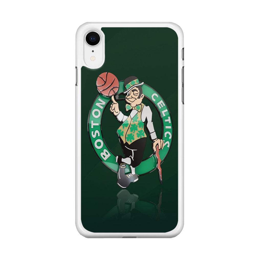 NBA Boston Celtic Basketball 002 iPhone XR Case-Rubber / White (2D Case)-Xtracase