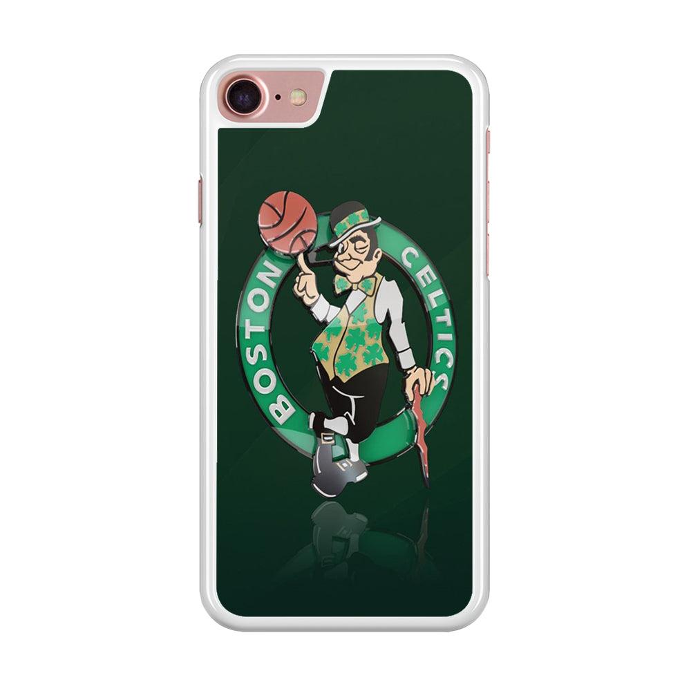 NBA Boston Celtic Basketball 002 iPhone 8 Case-Rubber / White (2D Case)-Xtracase