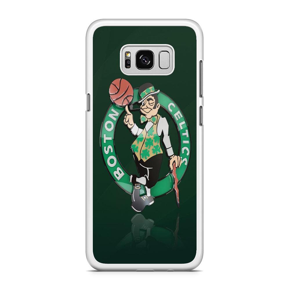 NBA Boston Celtic Basketball 002 Samsung Galaxy S8 Case-Rubber / White (2D Case)-Xtracase