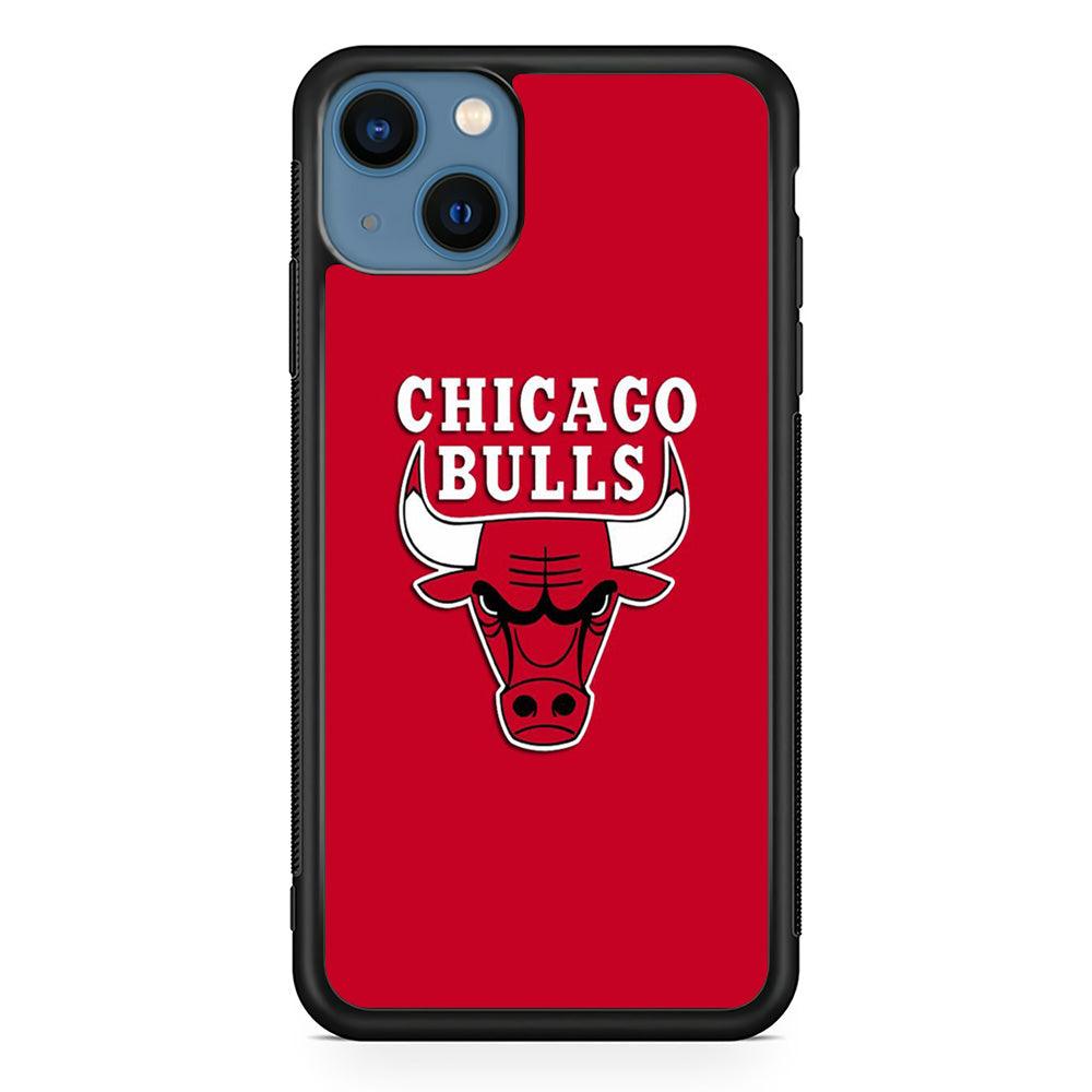 NBA Chicago Bulls Basketball 001 iPhone 13 Case-Rubber / Black (2D Case)-Xtracase