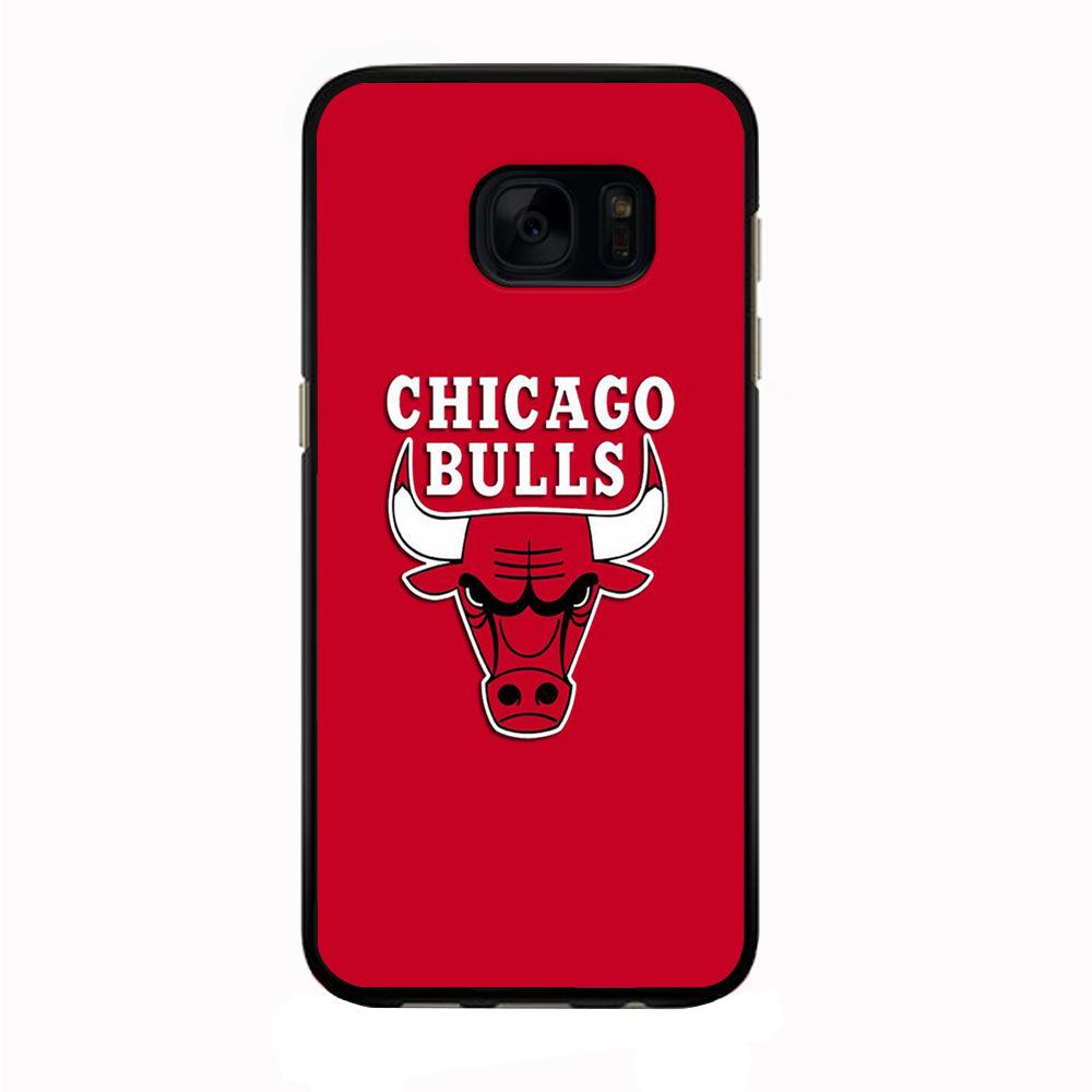 NBA Chicago Bulls Basketball 001 Samsung Galaxy S7 Edge Case-Rubber / Black (2D Case)-Xtracase
