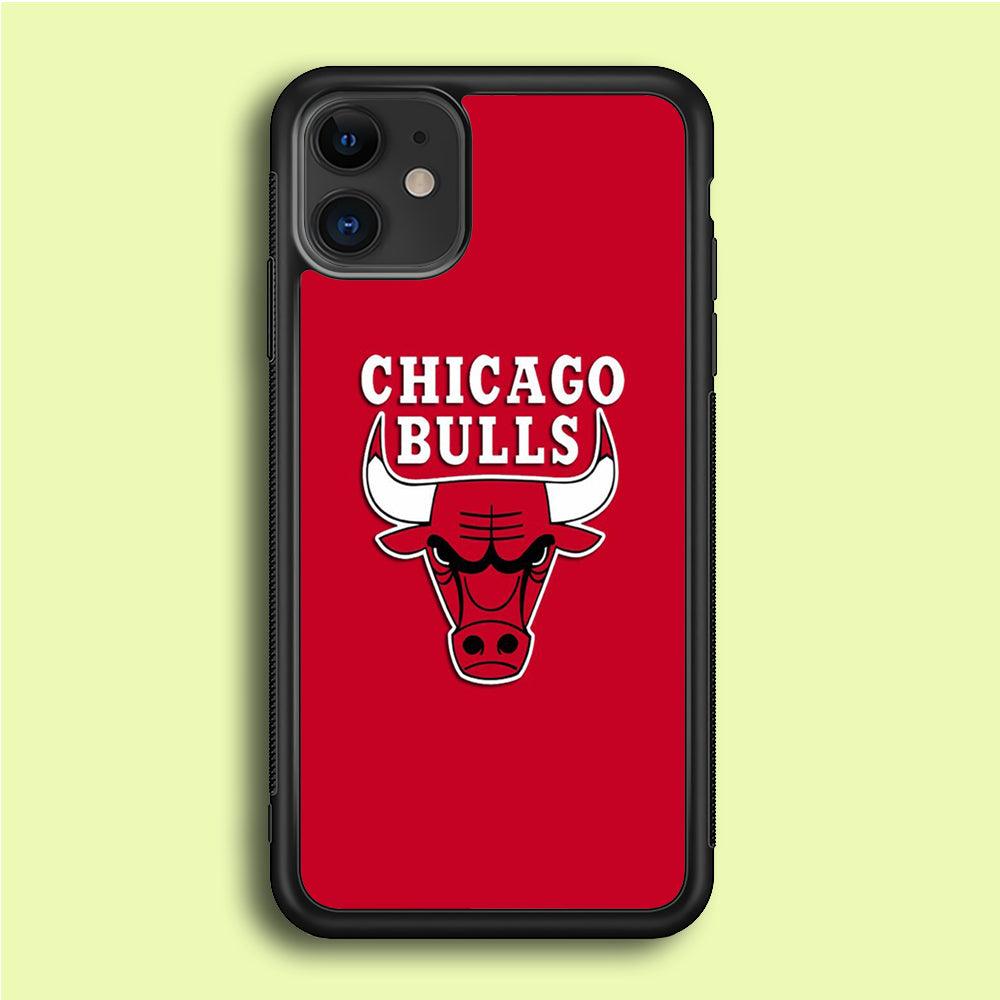 NBA Chicago Bulls Basketball 001 iPhone 12 Case-Rubber / Black (2D Case)-Xtracase