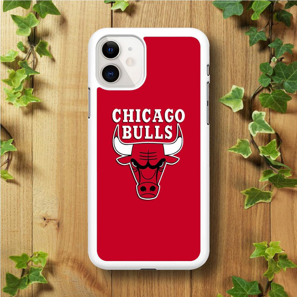 NBA Chicago Bulls Basketball 001 iPhone 11 Case-Rubber / White (2D Case)-Xtracase