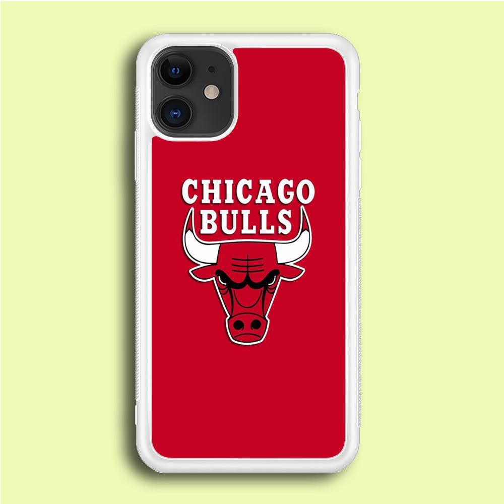 NBA Chicago Bulls Basketball 001 iPhone 12 Case-Rubber / White (2D Case)-Xtracase