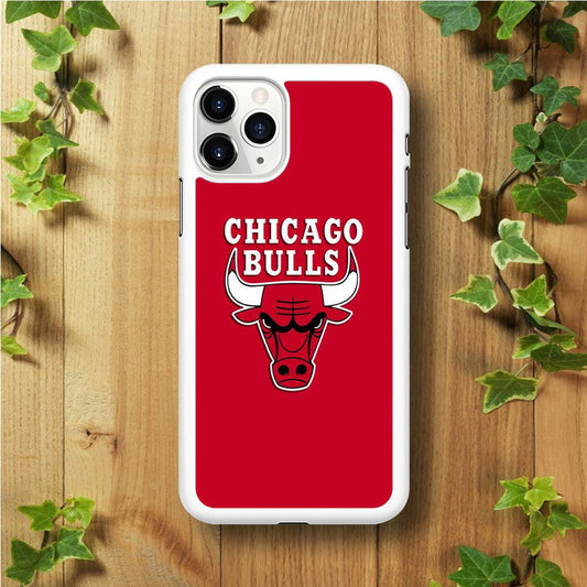 NBA Chicago Bulls Basketball 001 iPhone 11 Pro Case-Rubber / White (2D Case)-Xtracase
