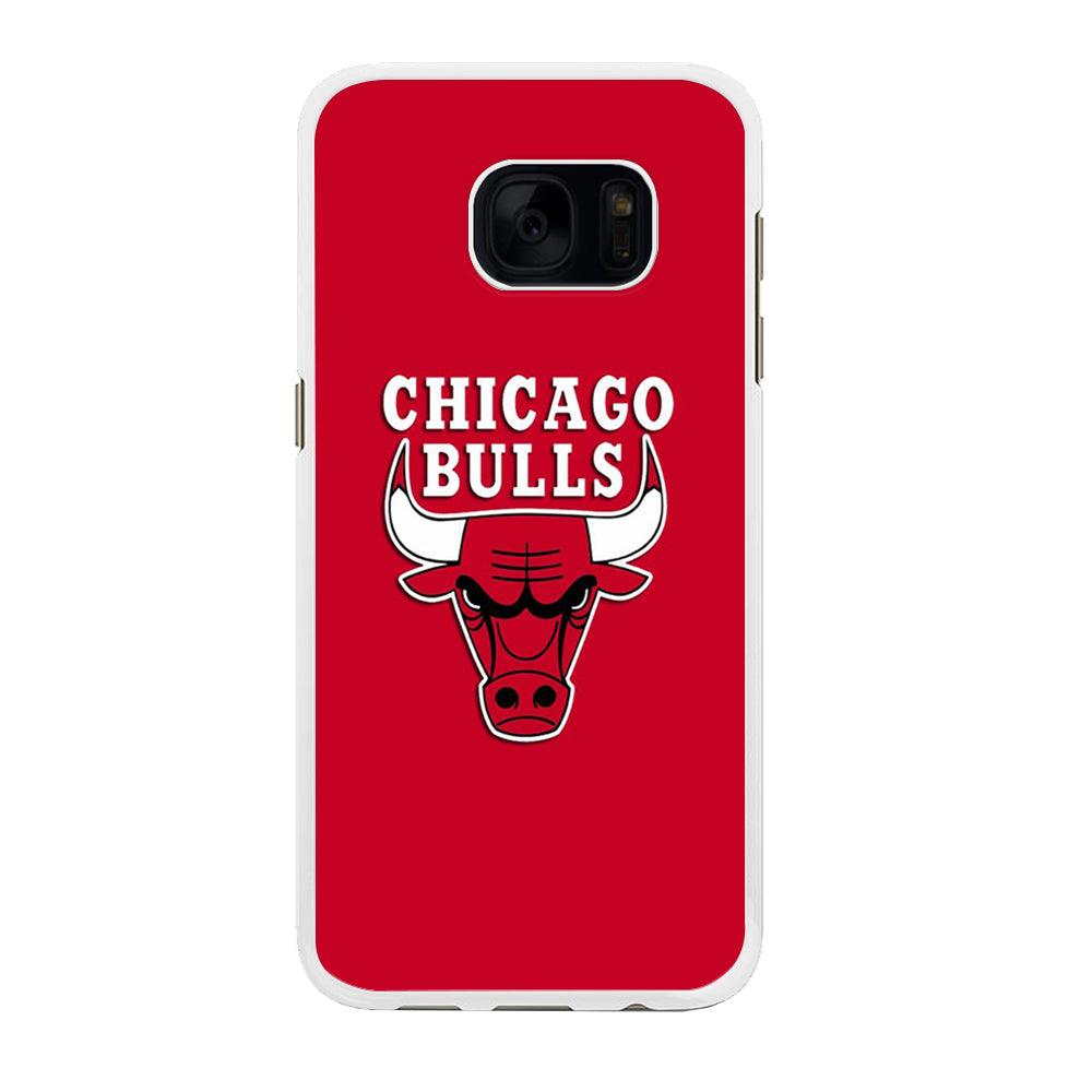 NBA Chicago Bulls Basketball 001 Samsung Galaxy S7 Edge Case-Rubber / White (2D Case)-Xtracase