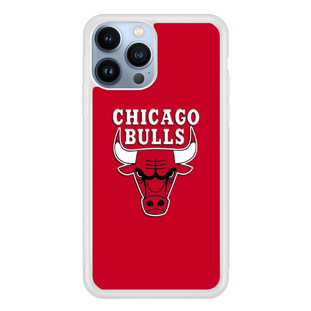 NBA Chicago Bulls Basketball 001 iPhone 13 Pro Case-Rubber / White (2D Case)-Xtracase