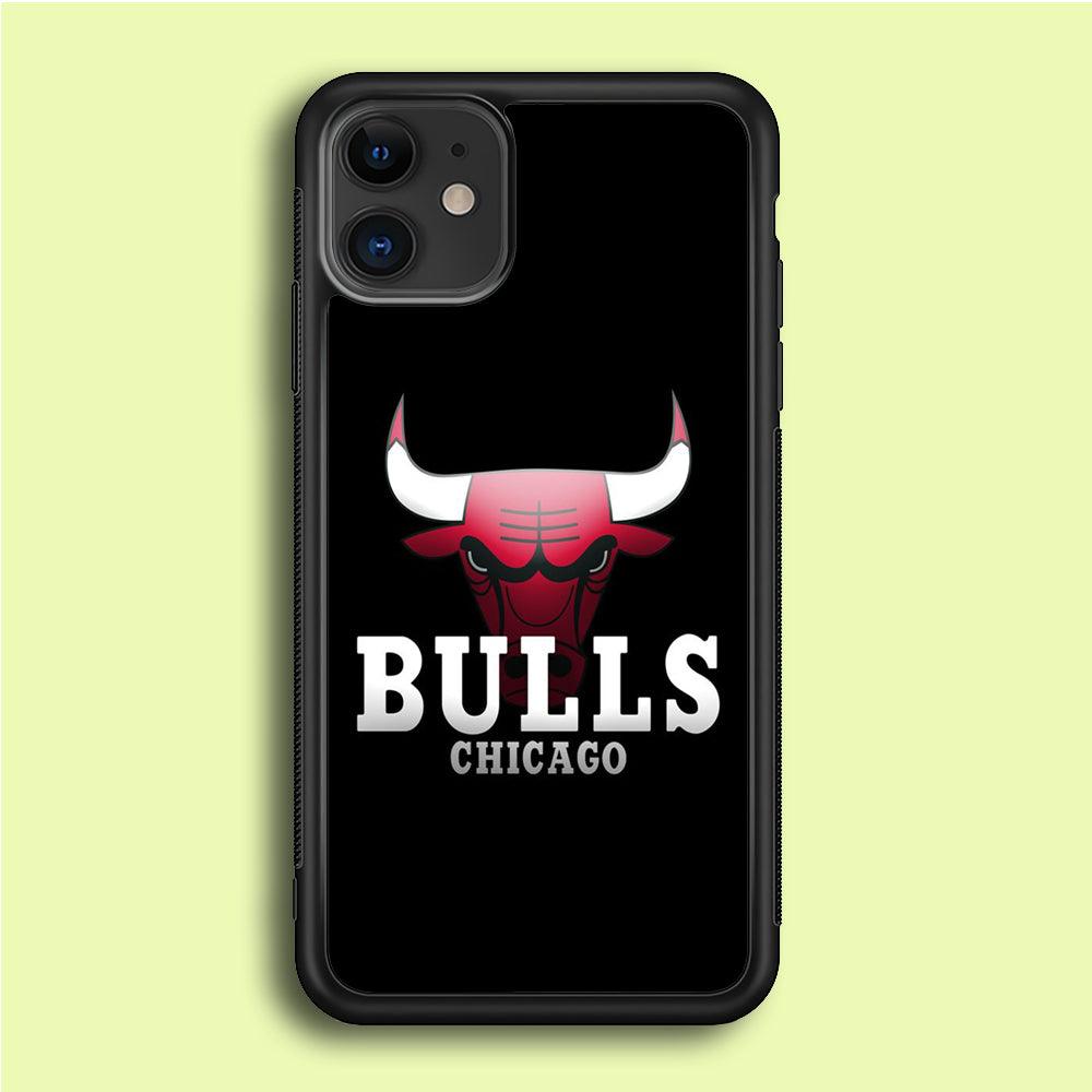 NBA Chicago Bulls Basketball 002 iPhone 12 Case-Rubber / Black (2D Case)-Xtracase