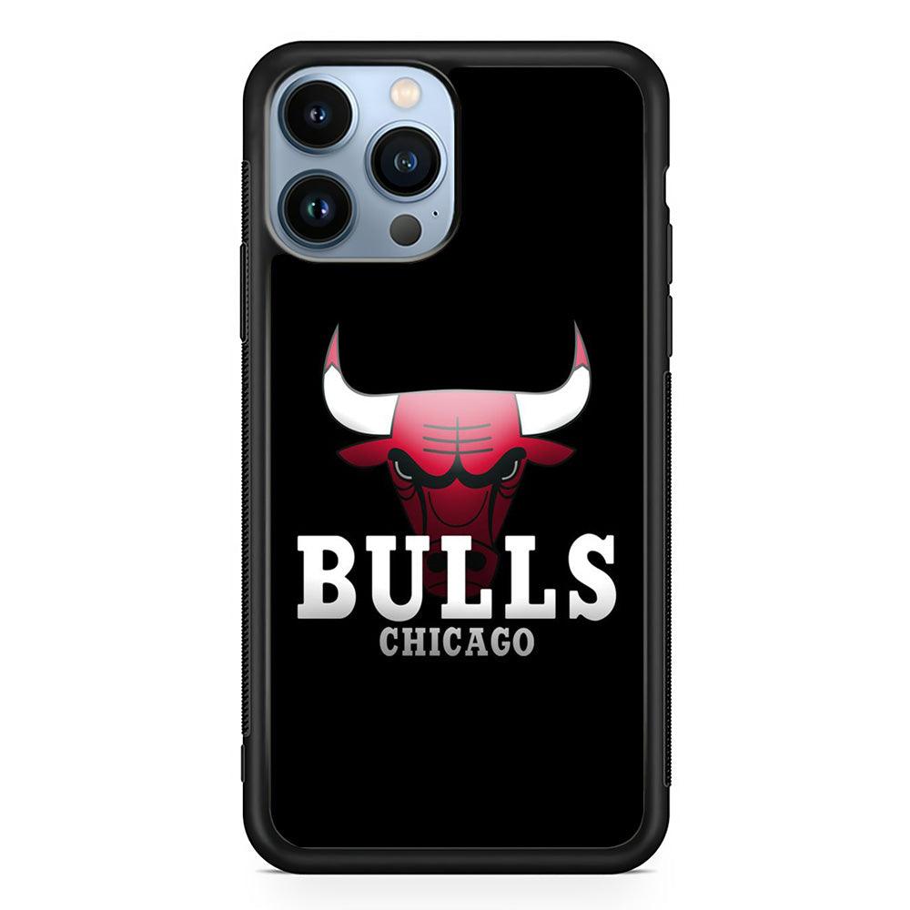 NBA Chicago Bulls Basketball 002 iPhone 13 Pro Case-Rubber / Black (2D Case)-Xtracase