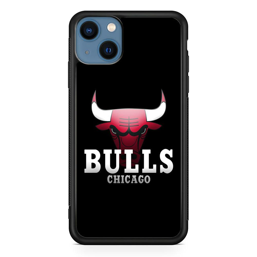 NBA Chicago Bulls Basketball 002 iPhone 13 Mini Case-Rubber / Black (2D Case)-Xtracase