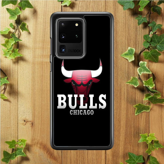 NBA Chicago Bulls Basketball 002 Samsung Galaxy S20 Ultra Case-Rubber / White (2D Case)-Xtracase