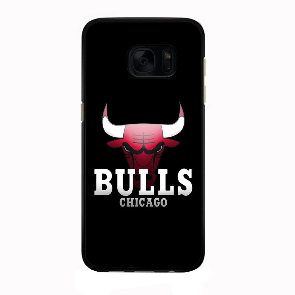 NBA Chicago Bulls Basketball 002 Samsung Galaxy S7 Edge Case-Rubber / Black (2D Case)-Xtracase