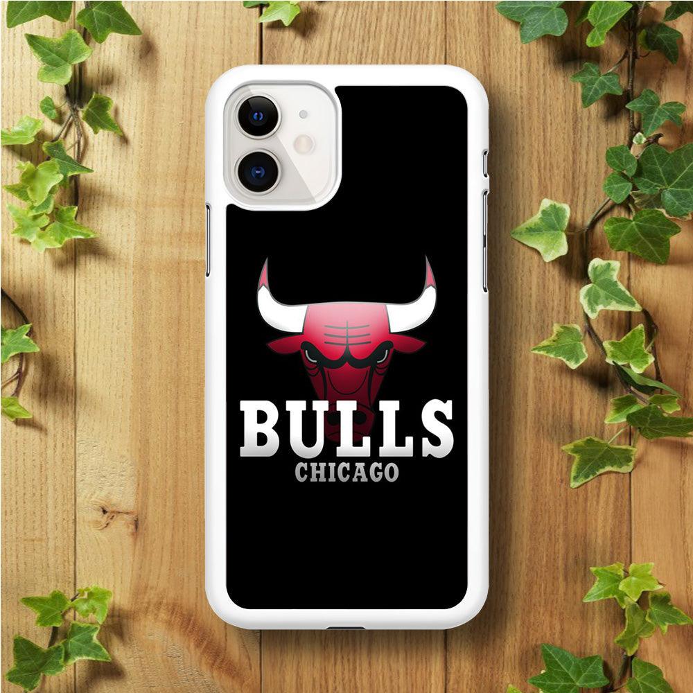 NBA Chicago Bulls Basketball 002 iPhone 11 Case-Rubber / White (2D Case)-Xtracase
