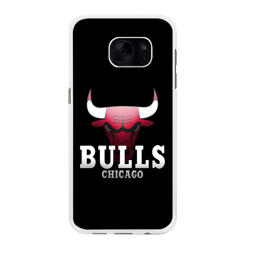 NBA Chicago Bulls Basketball 002 Samsung Galaxy S7 Edge Case-Rubber / White (2D Case)-Xtracase