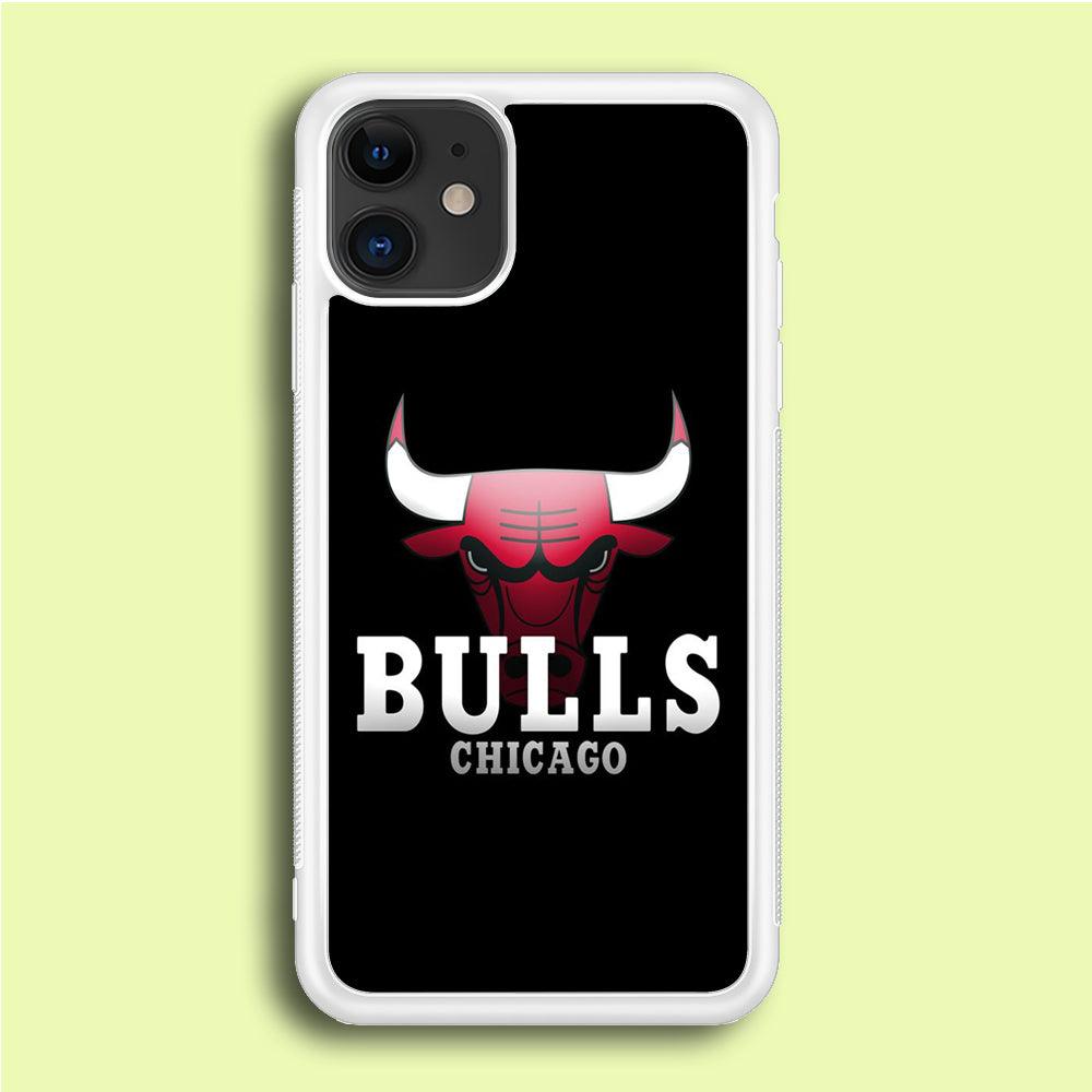 NBA Chicago Bulls Basketball 002 iPhone 12 Case-Rubber / White (2D Case)-Xtracase