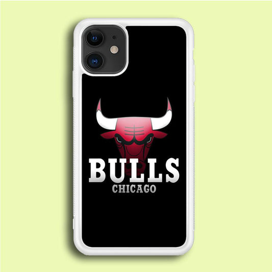 NBA Chicago Bulls Basketball 002 iPhone 12 Case-Rubber / White (2D Case)-Xtracase