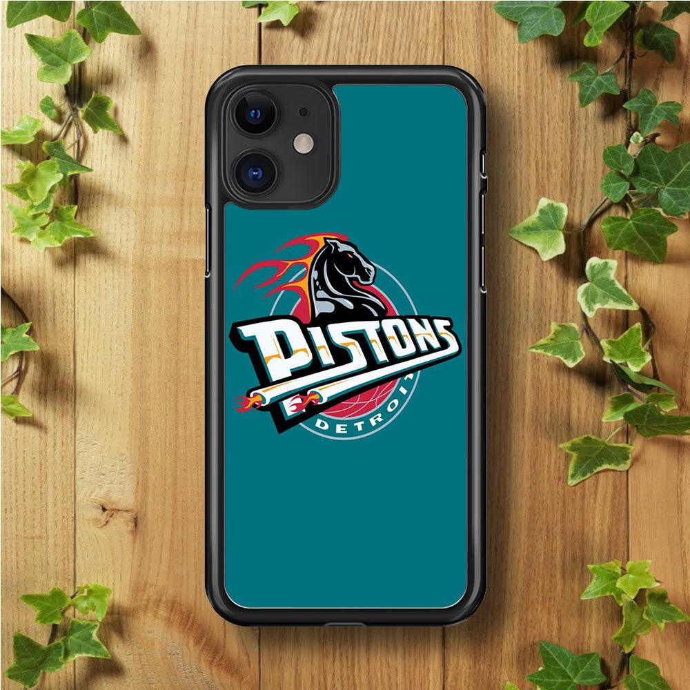 NBA Detroit Pistons Basketball 001 iPhone 11 Case-Rubber / Black (2D Case)-Xtracase