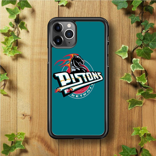 NBA Detroit Pistons Basketball 001 iPhone 11 Pro Max Case-Rubber / Black (2D Case)-Xtracase
