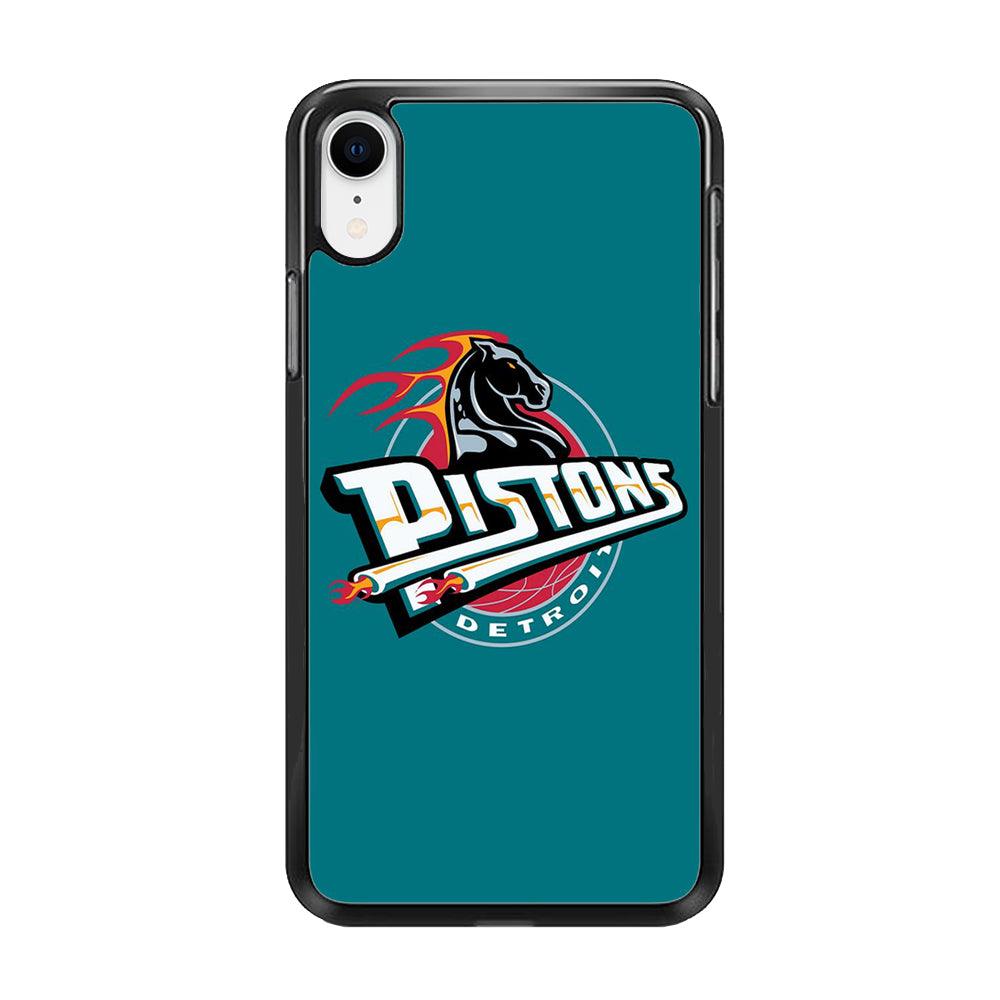 NBA Detroit Pistons Basketball 001 iPhone XR Case-Rubber / Black (2D Case)-Xtracase
