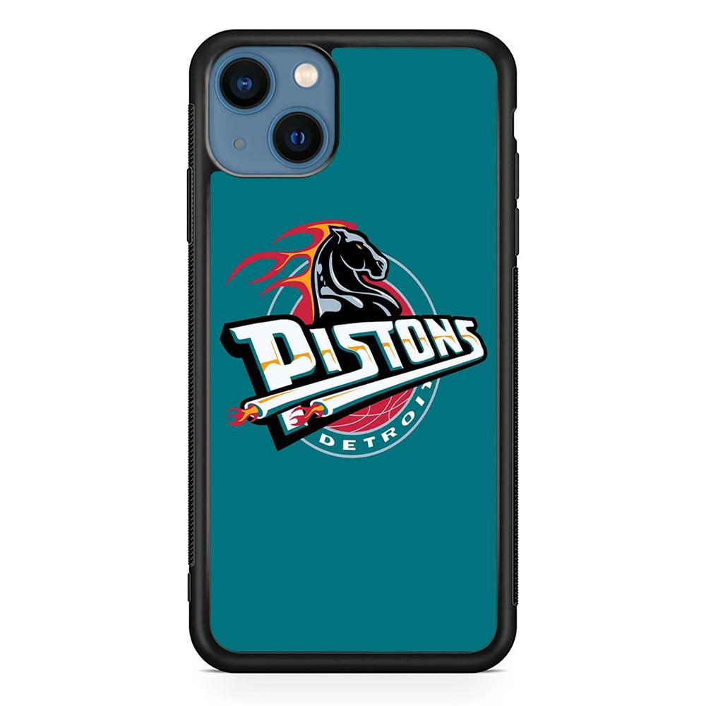 NBA Detroit Pistons Basketball 001 iPhone 13 Case-Rubber / Black (2D Case)-Xtracase