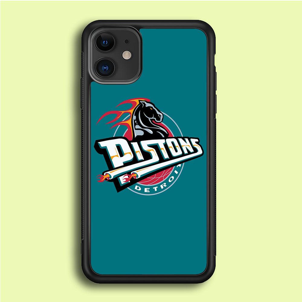 NBA Detroit Pistons Basketball 001 iPhone 12 Case-Rubber / Black (2D Case)-Xtracase
